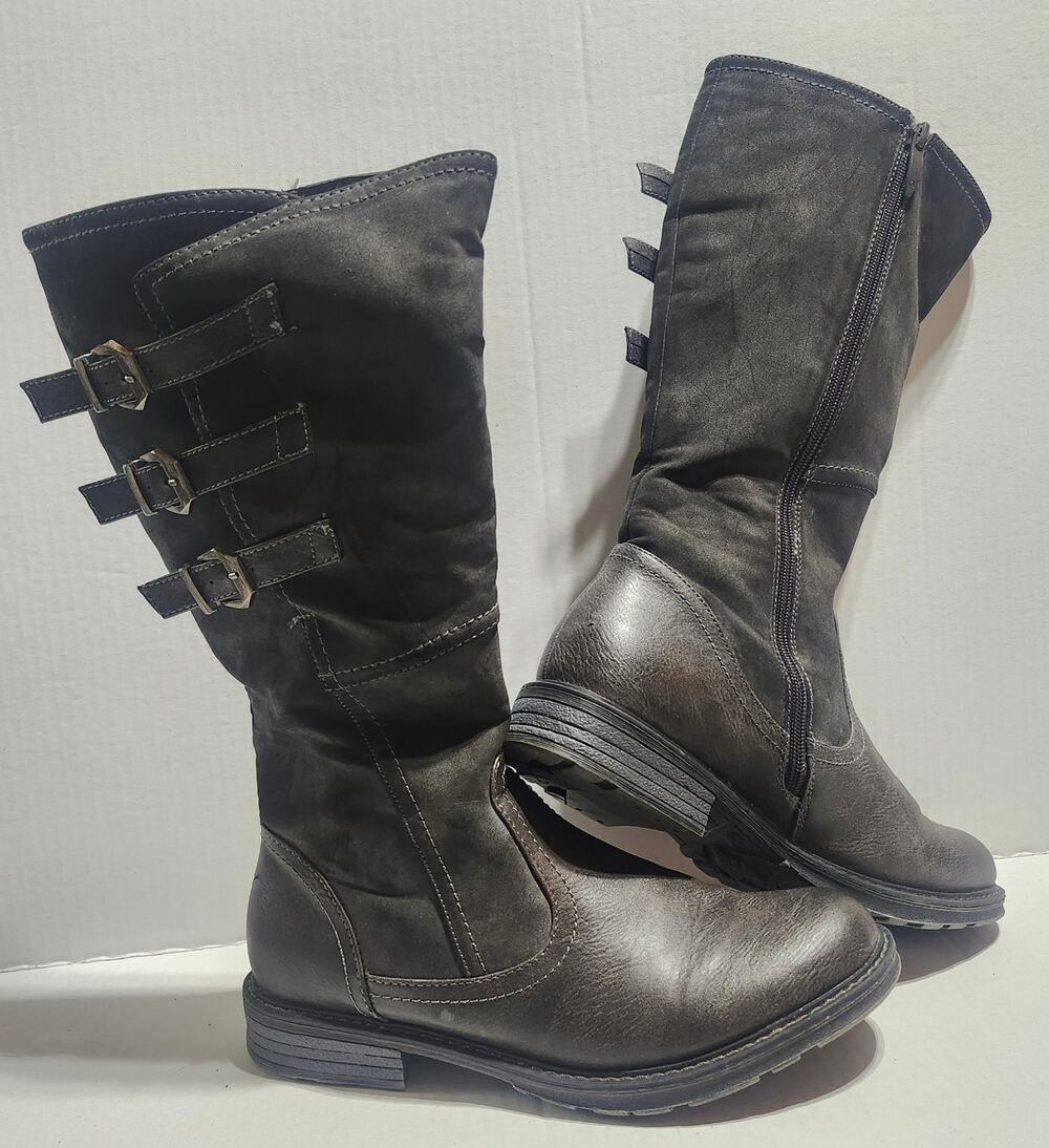 Patrizia by Spring Step Dercetis Womens Size 10 Gray Tall Buckle Boots Fur Lined